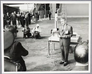 Wernher Von Braun with President John F. Kennedy at Cape Canaveral Party on Complex 37