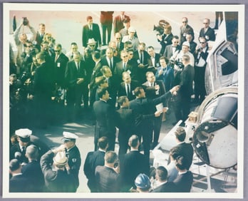 President John F. Kennedy Viewing Gemini Space Capsule Photograph