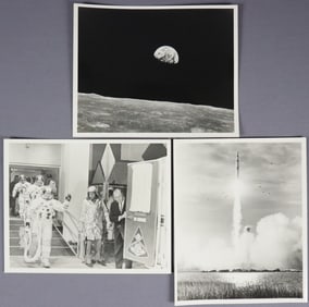 3 - Apollo 8 Vintage Nasa Walk Out, Launch, Earthrise Photographs