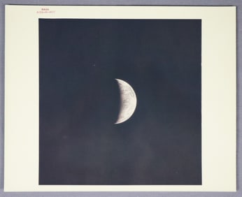 Apollo 11 Crescent Earth View from Moon Red Numbered Photograph