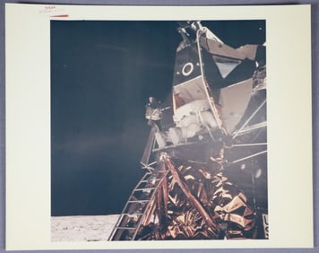 Apollo 11 Buzz Aldrin Descending Lunar Module Red Numbered Photograph