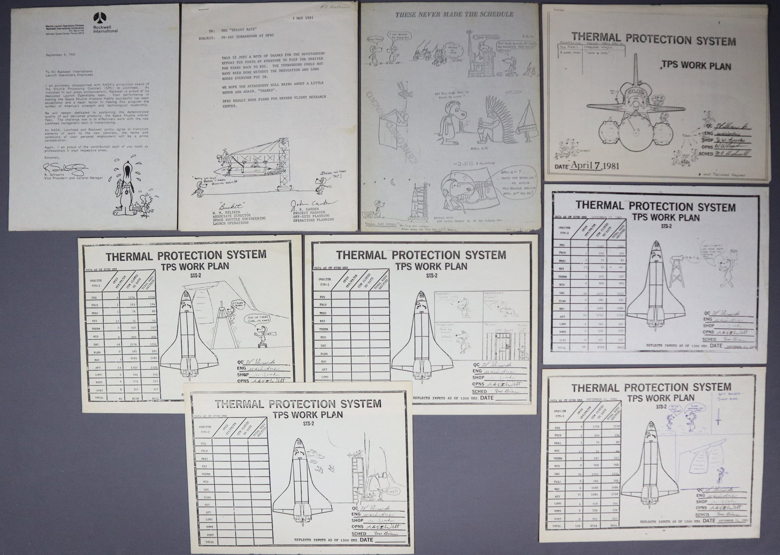 Early Space Shuttle Snoopy Cartoon Sheets from NASA (1 of 5)