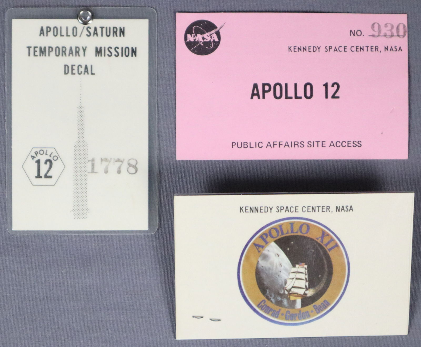 3 - Apollo 12 Access & Launch Viewing Badges (1 of 2)