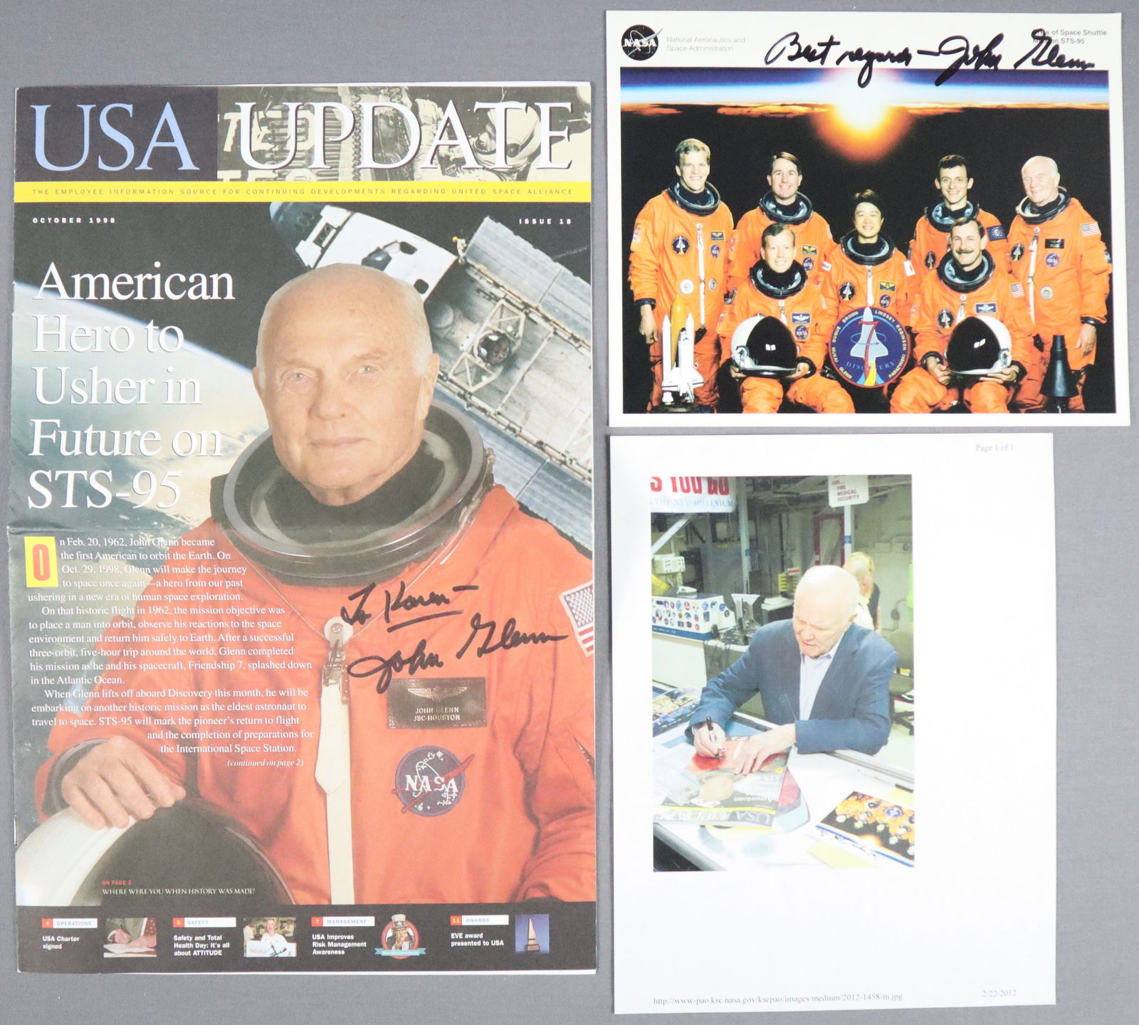 STS-95 Magazine Featuring John Glenn with Lithograph Signed (1 of 6)