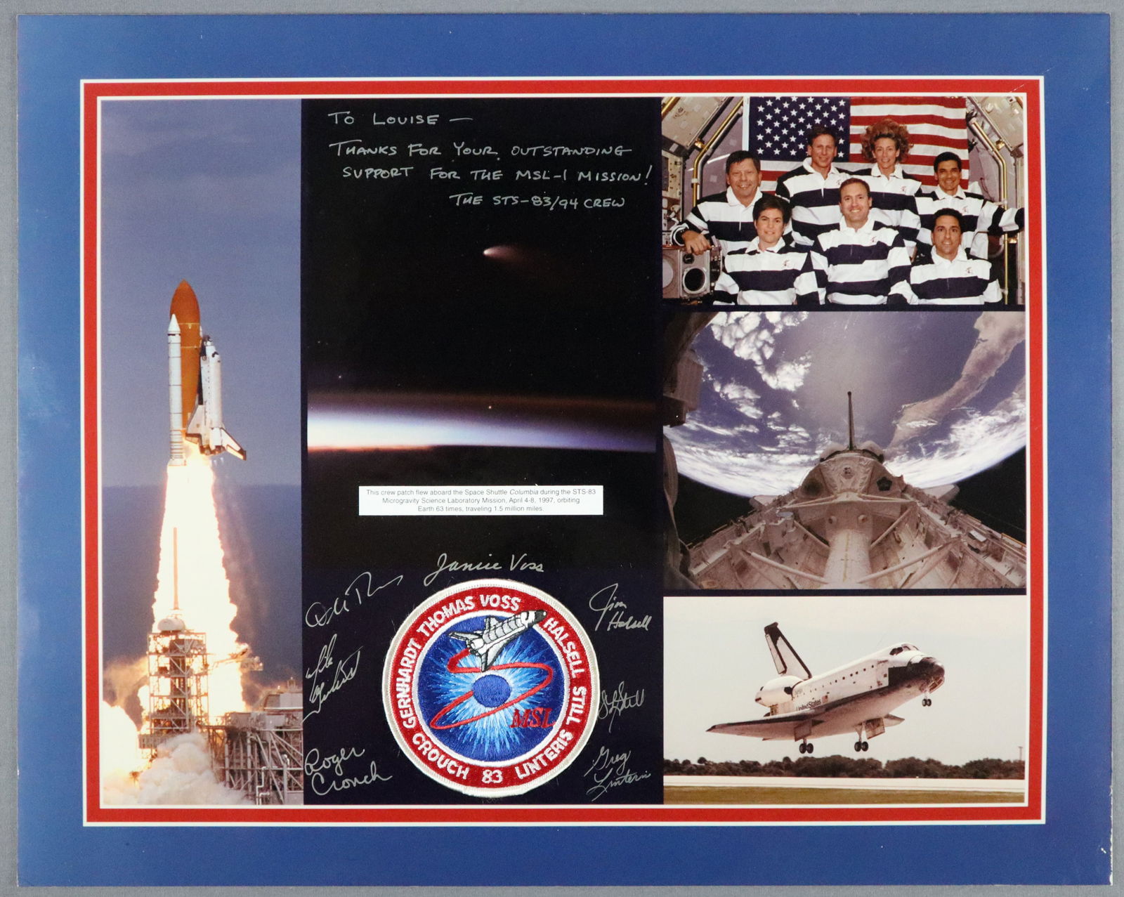 STS-83 Signed Presentation with Flown Crew Patch (1 of 2)