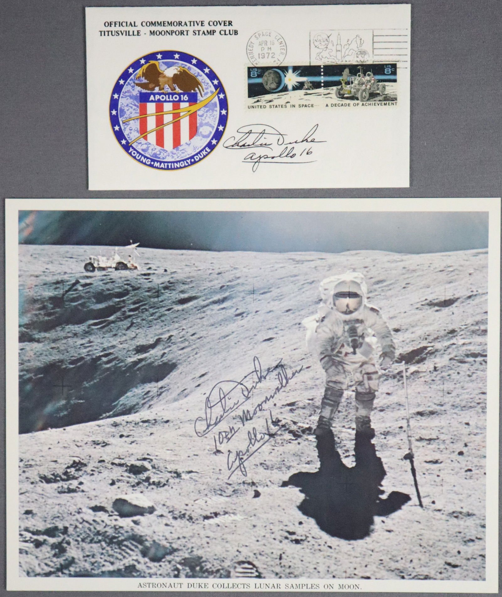Apollo 16 Charlie Duke Signed Lithograph & Cover (1 of 4)