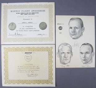 Apollo 11 Flown Meta Coin and Award Certificates