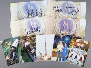 4 - Mike Baker's Soyuz Prime & Back Up Crew Signed Photograph with 5 Small Photos