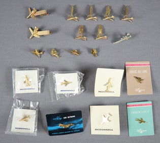 18 - Douglas & McDonnell Aircraft Company Lapel Pins, Tie Clips & Cuff Links