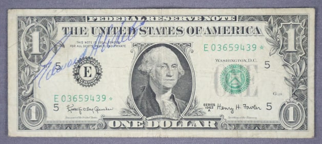 Ed White Signed One Dollar Bill & Lithographs