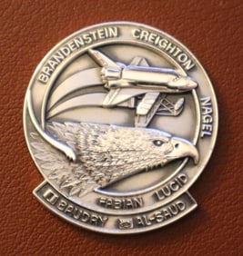 Woody Spring's STS-51G Robbins Medallion with AP Signed Photograph