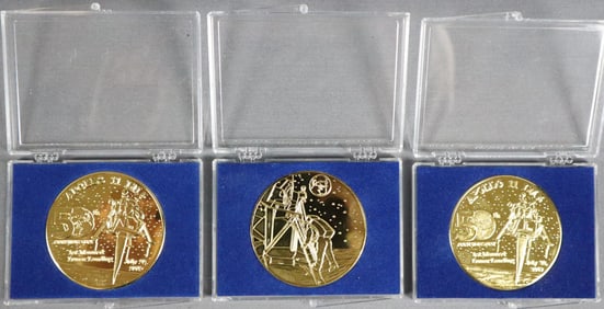 3 - Grumman Apollo 11 50th Anniversary Gold Plated Coins