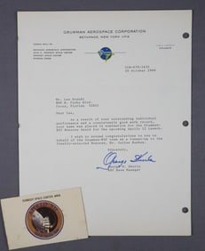 Apollo 12 Launch VIP Pass & Grumman Letter of Congratulations