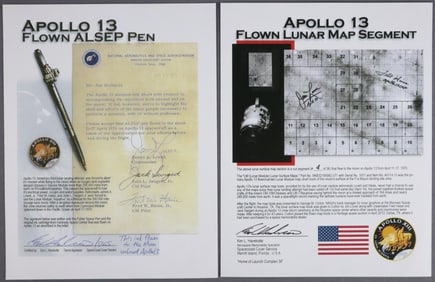 Apollo 13 Flown Lunar Map Segment & Flown ALSEP Ink Presentations
