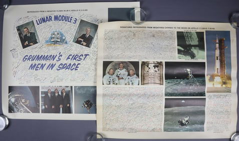 Apollo 9 & Apollo 11 Grumman Lunar Module Posters Made with Flown Film
