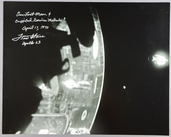 Apollo 13 Fred Haise Signed "Cripples Service Module" 16" x 20" Photograph