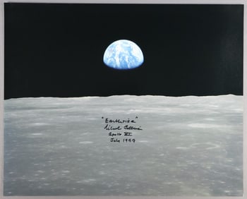 Apollo 11 Michael Collins Signed "Earthrise" 16" x 20" Photograph