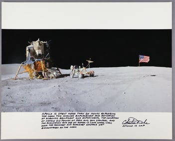 Apollo 16 Charlie Duke Signed/Inscribed "Exploring the Lunar Surface" 16" x 20" Photograph