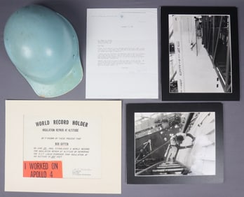 Bob Giffen's World Record Saturn V Repair Hard Hat & Photographs