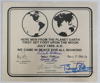 Apollo 11 Lunar Module Plaque Signed by Buzz Aldrin & Michael Collins