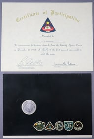 Apollo 8 Flown Metal Coin Award & Certificate