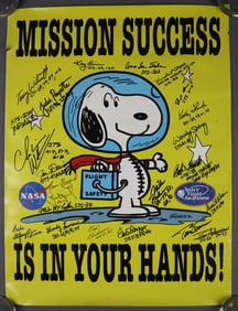 Snoopy Manned Flight Awareness Poster Signed by 24 Astronauts