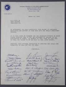 Apollo Team Workers & Astronauts Autopen Signed Letter