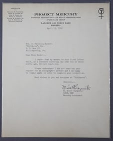 Scott Carpenter Signed Project Mercury Letter