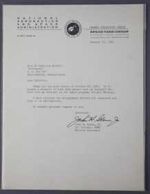 John Glenn Signed Project Mercury Letter