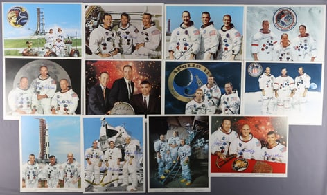 12 - NASA Apollo Mission Crew Signed Autopen Lithographs
