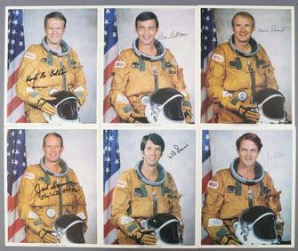 6 - Unpersonalized Signed Orange Space Suit Astronaut Portrait Lithographs