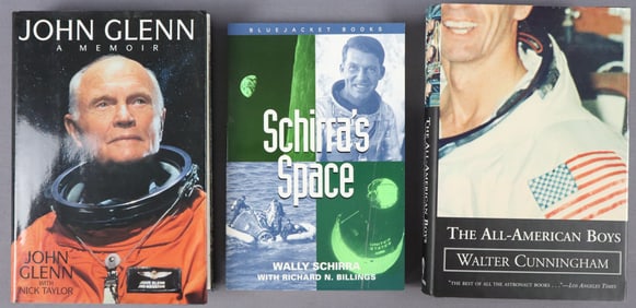 3 - Astronaut Signed Books - "John Glenn Memoir", "Schirra's Space" & "The All American Boys"