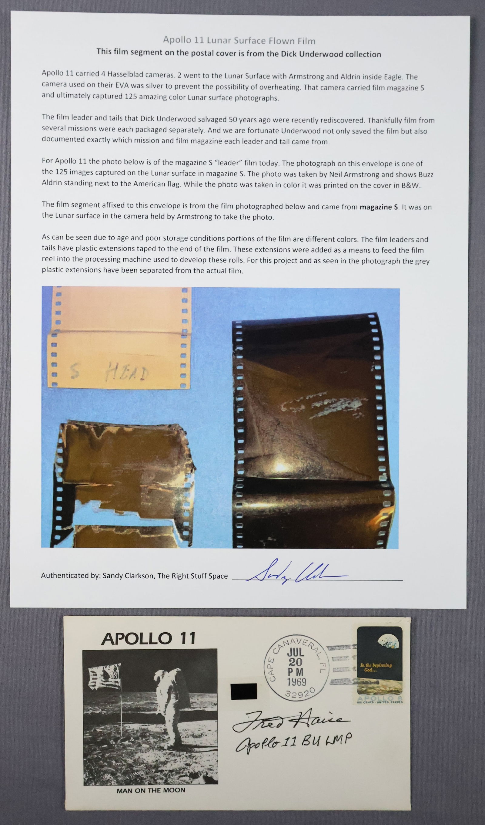 Apollo 11 Lunar Landed Film Segment on Fred Haise signed cover (1 of 4)