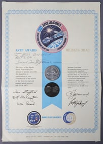 Tom Stafford Signed ASTP Award with Coin containing
