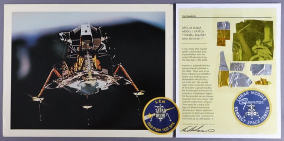 Apollo Lunar Module Kapton Thermal Blanket Sections, Photograph & Patch