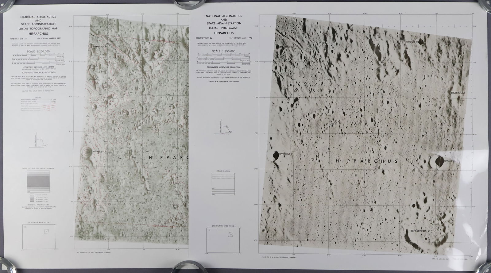 NASA Lunar Topographic Map & Photomap of Hipparchus (A Kodak Paper) (1 of 3)