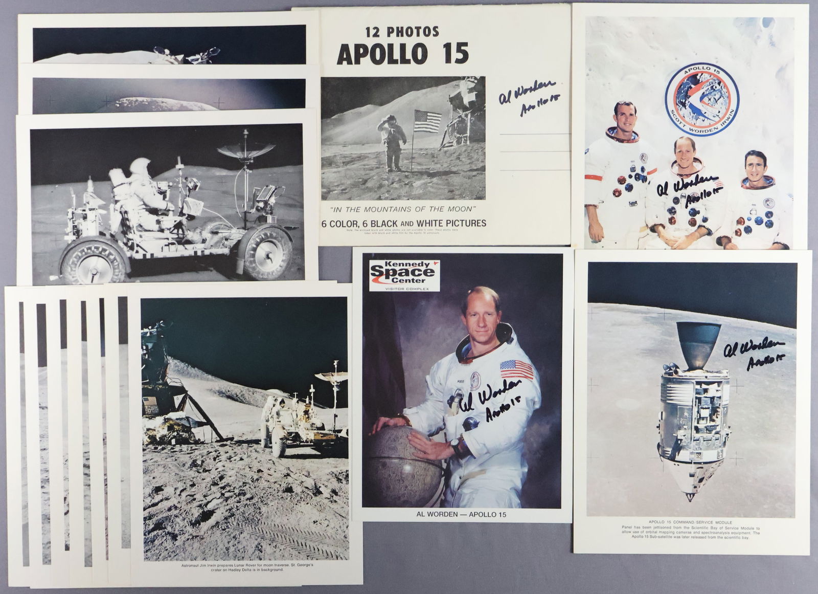 Al Worden Signed Apollo 15 Photograph Set & Lithograph (1 of 3)