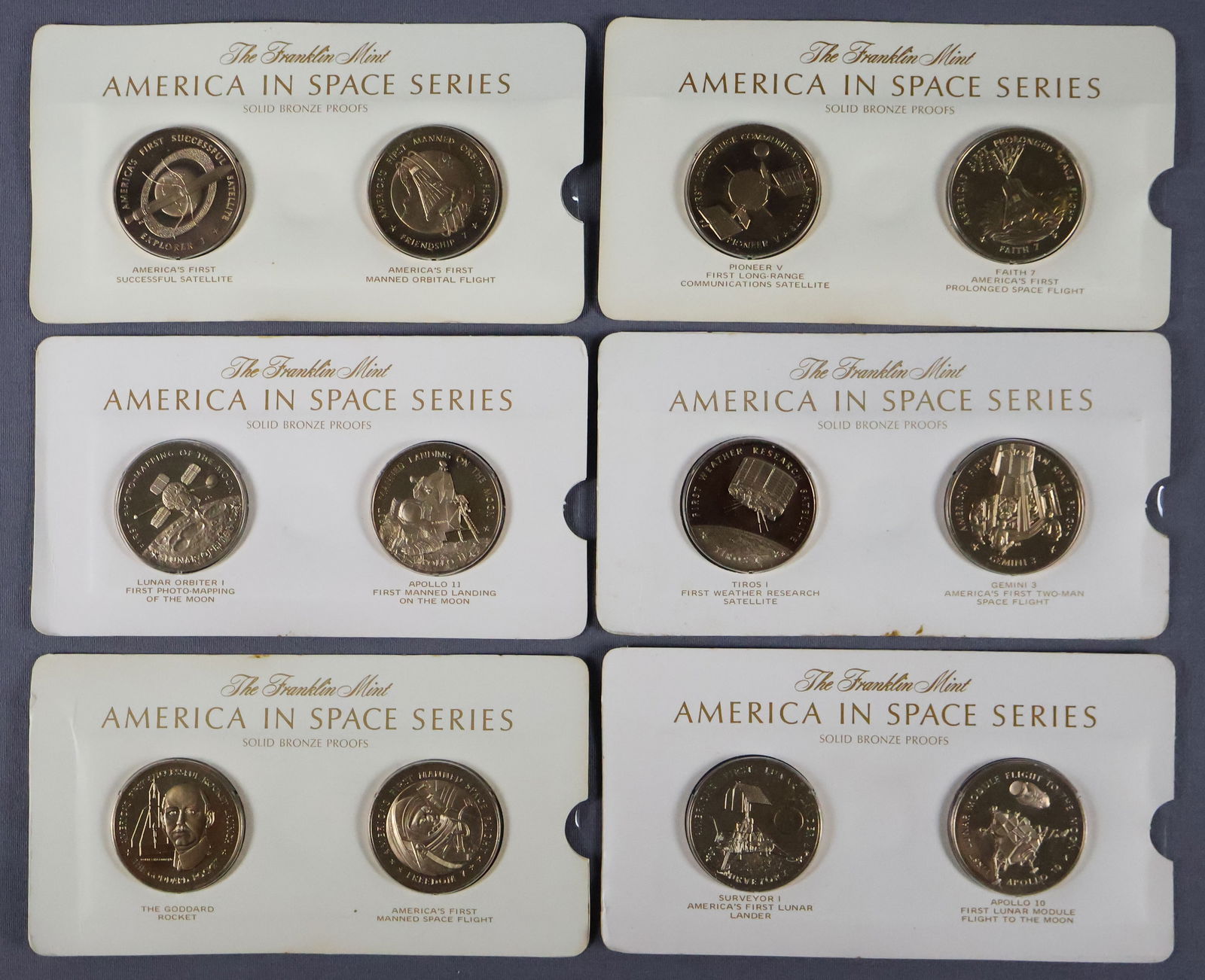 6 - American Space Series Bronze Proof Coins (1 of 2)