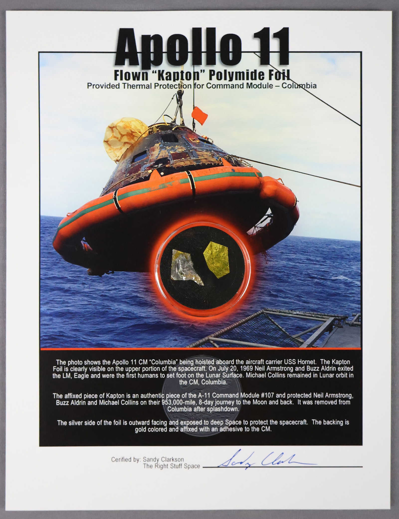 Apollo 11 Flown Kapton Foil on COA (1 of 2)