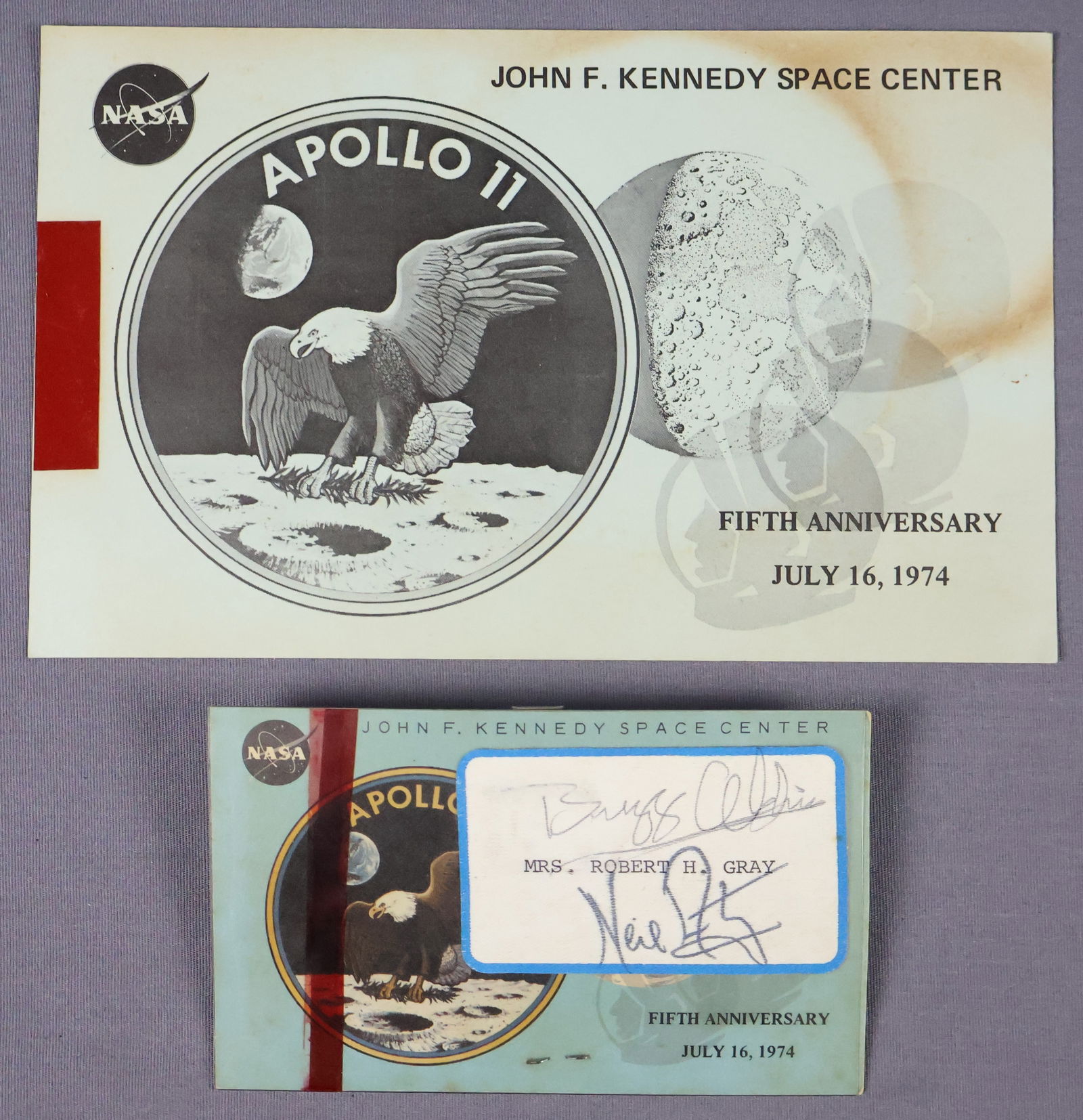 Neil Armstrong &  Buzz Aldrin Signed Apollo 11 Event Badge (1 of 3)