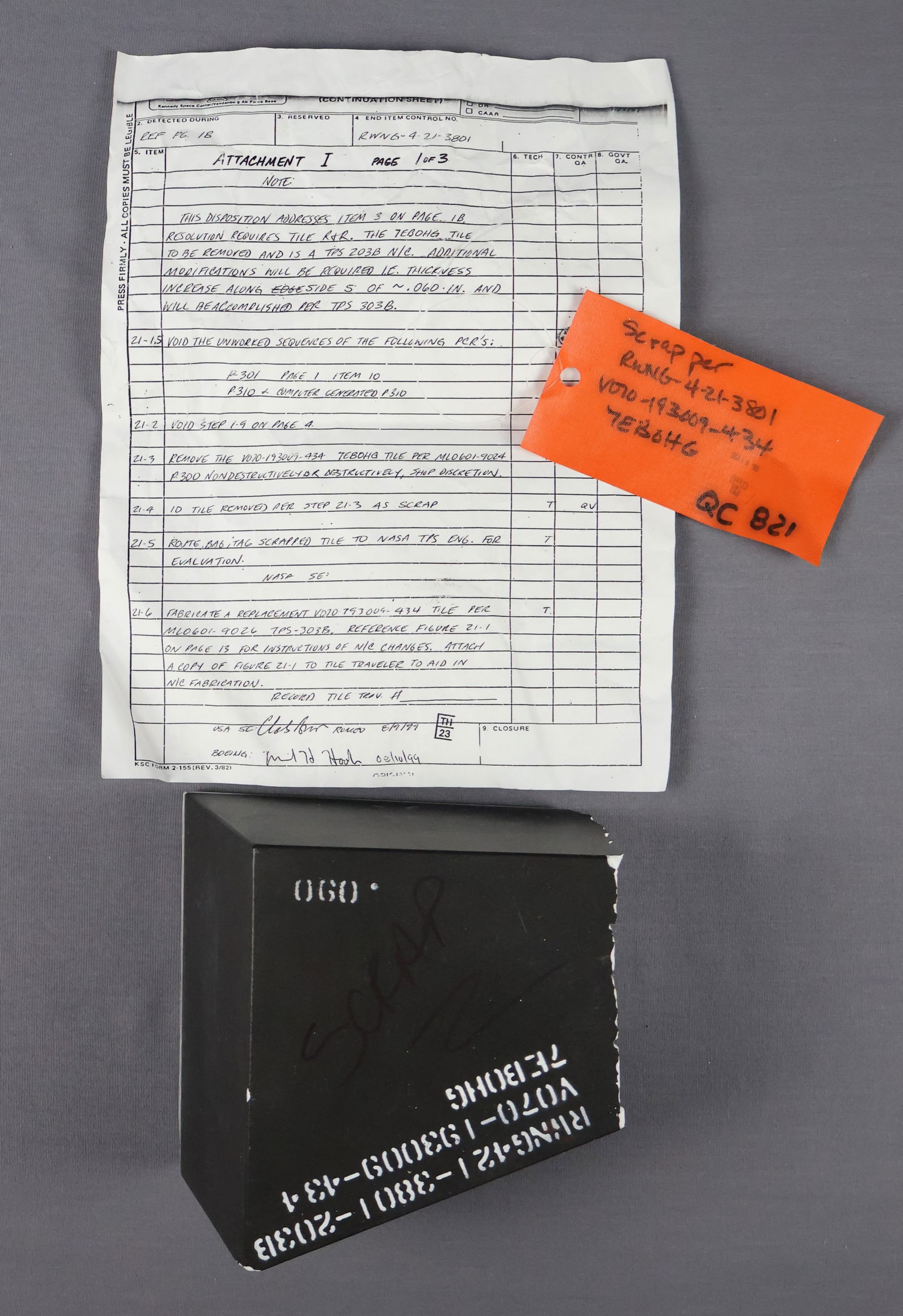 Space Shuttle HRSI Tile With Scrap Tag (Presumed Flown) (1 of 6)