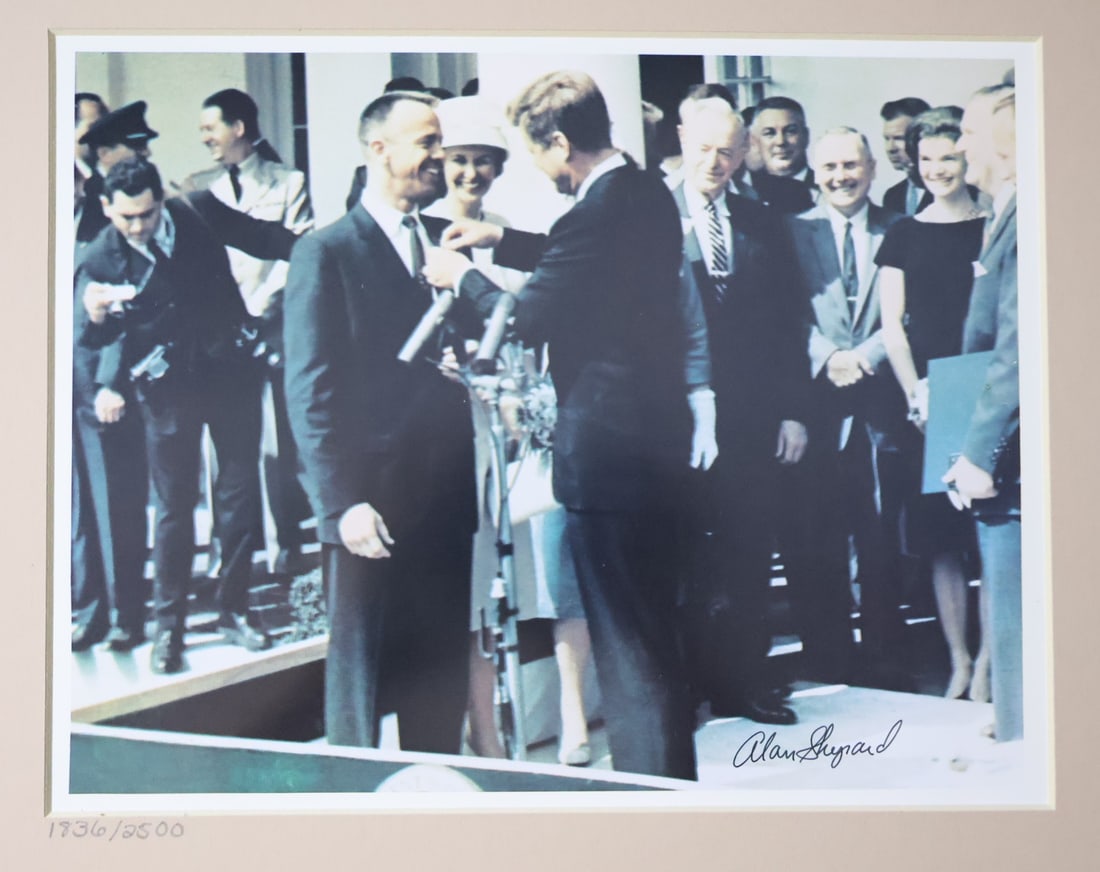 Alan Shepard Signed Distinguished Service Medal Presentations Photograph Numbered (1 of 3)