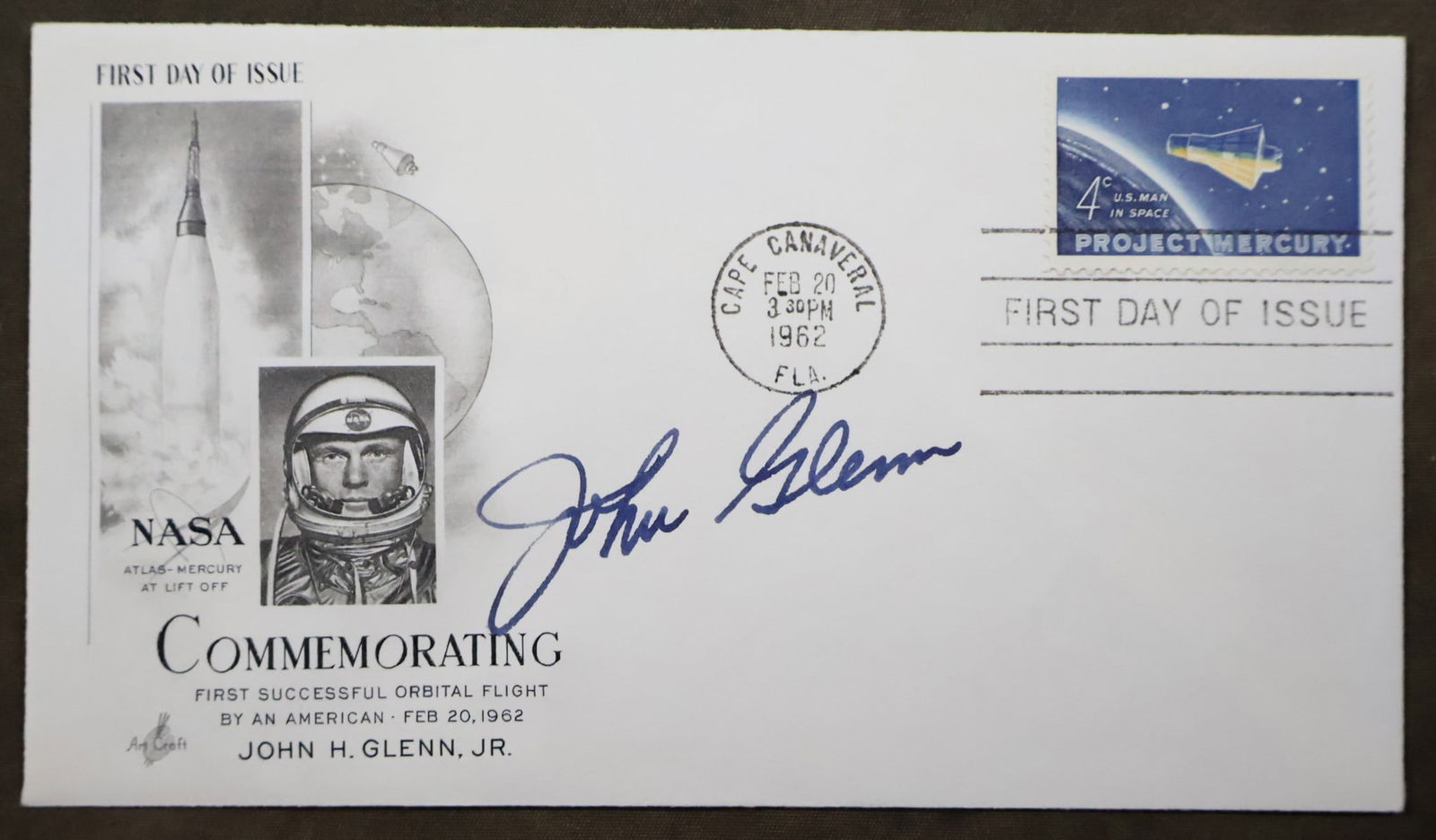 Project Mercury Astronaut John Glenn Signed Commemorative Cover (1 of 2)