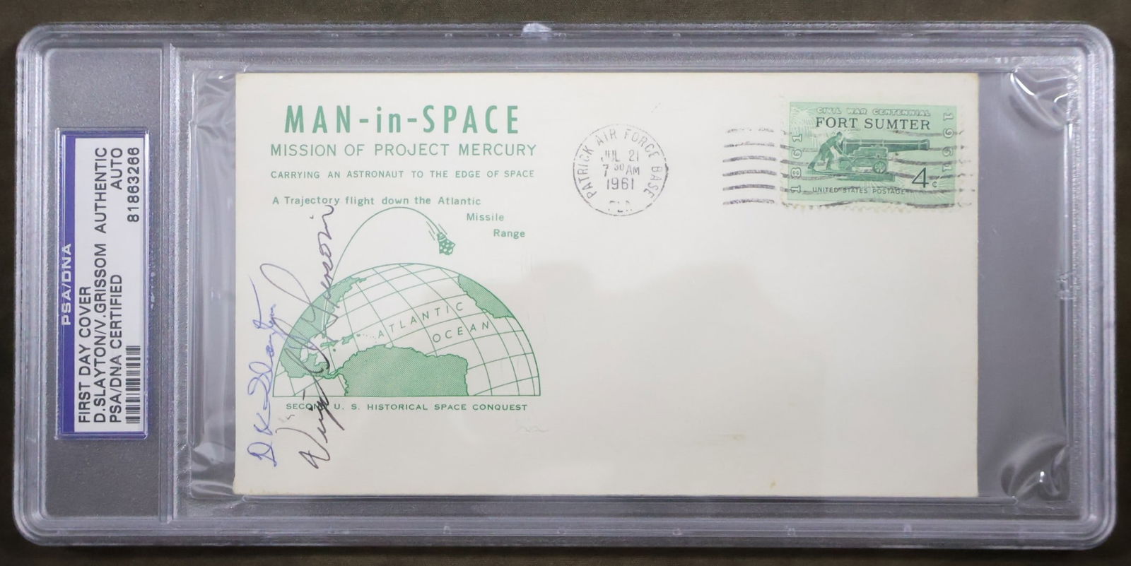 Gus Grissom Signed MR-4 "Man-In-Space" Launch Cover (1 of 2)