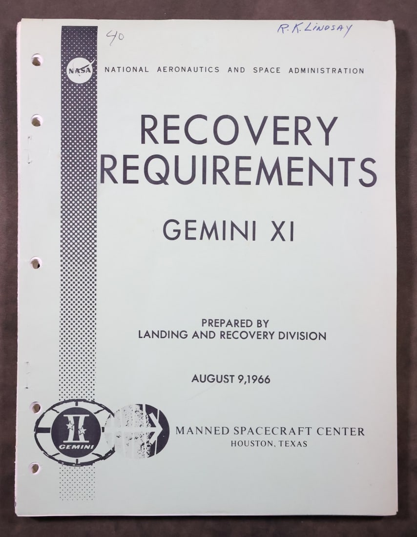 Original Gemini GT-11 Recovery Requirements Manual (1 of 4)