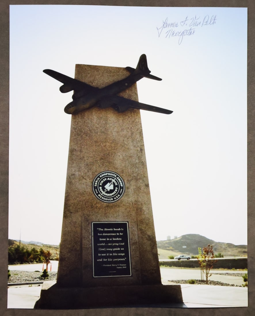 James Van Pelt Signed Photograph: James Van Pelt served as a captain in the 393rd Bombardment Squadron of the 509th Composite Group. He flew in the Great Artiste as a navigator during the mission to bomb Hiroshima. The photograph has