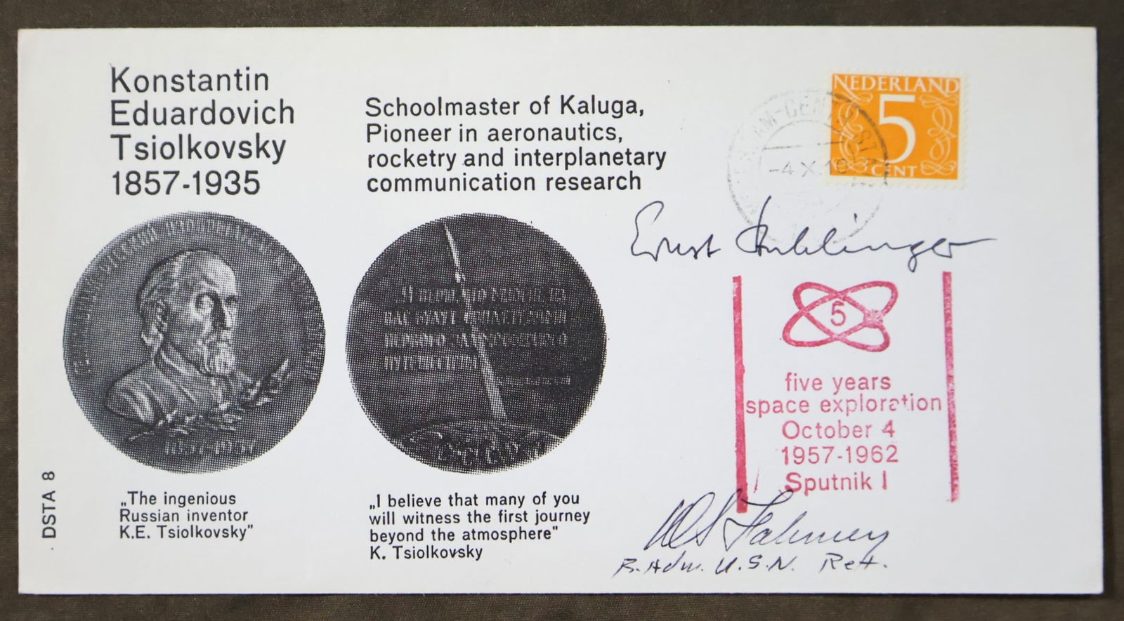 Ernst Struhlinger / Rear Admiral Delmer S. Fahrney Signed Cover (1 of 2)