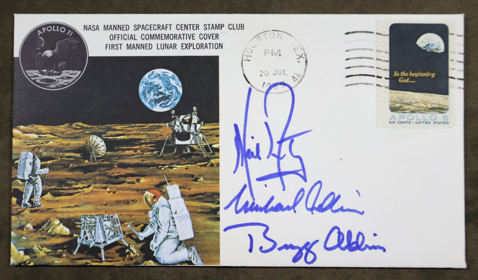 Apollo 11 Full Crew Signed ‘Type 1’ Insurance Cover (1 of 2)