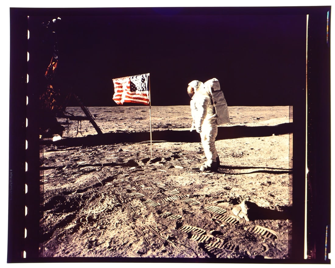 Apollo 11 "Buzz Aldrin with American Flag on Lunar Surface" NASA Color Positive (7.5"x10") (1 of 1)