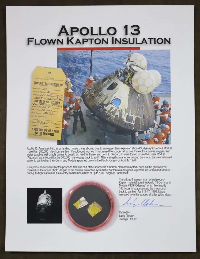 Apollo 13 Flown Kapton Foil Display on COA (1 of 2)